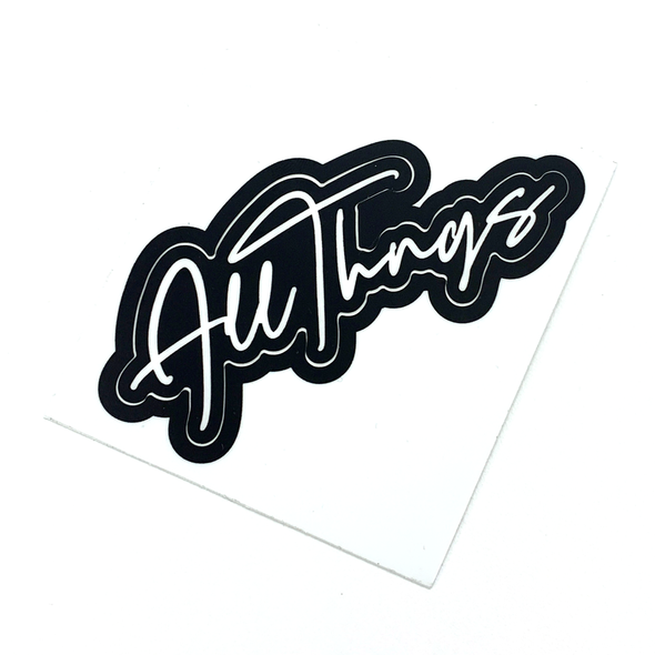 AllThngs Script Logo Sticker "White" (2.62 x 3)