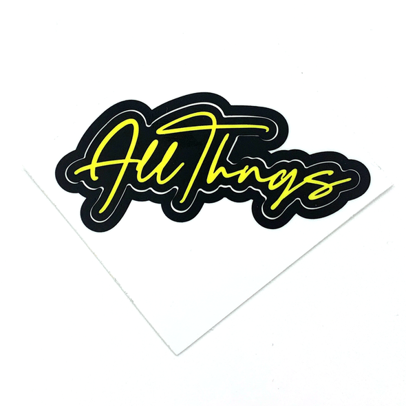 AllThngs Script Logo Sticker "Yellow" (2.62 x 3)